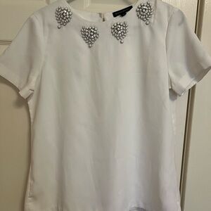 Elegant White Beaded Women's Top